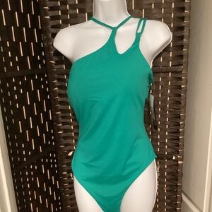 TUMMY CONTROL STRAPPY ONE SHOULDER ( Size: 14) ( Color:Light Green)